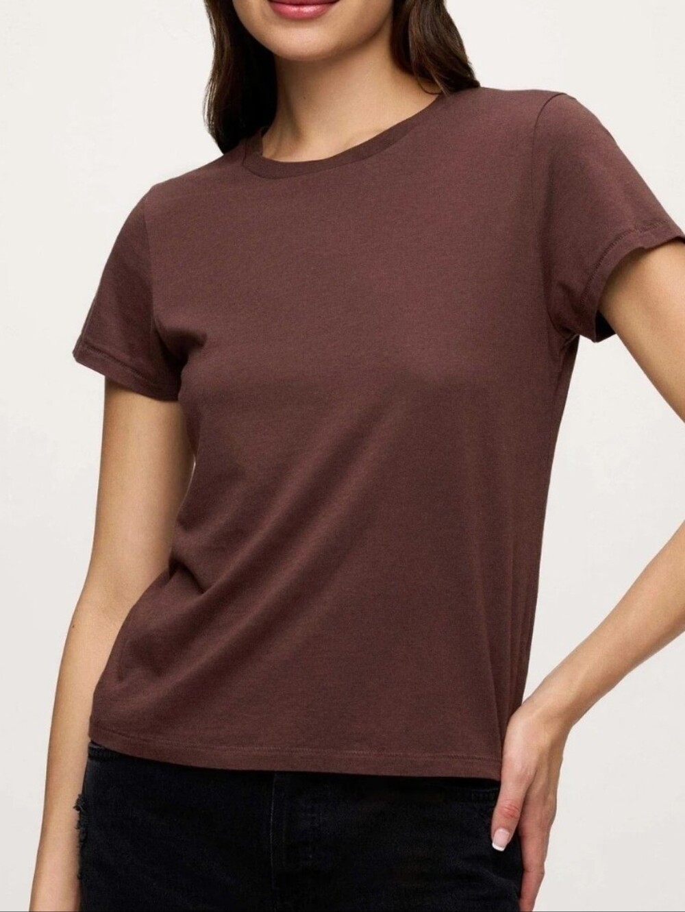 Nuuds Womens The Perfect Tee Shirt Size Large NWT Coffee Minimalist